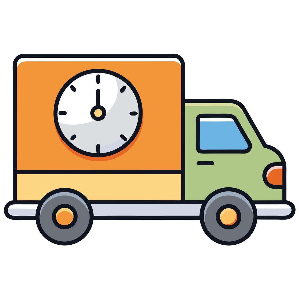 Fast Delivery Truck Service Time Efficient Transportation Clock Logistics Speedy Shipping Urgent Package Express Cargo vector