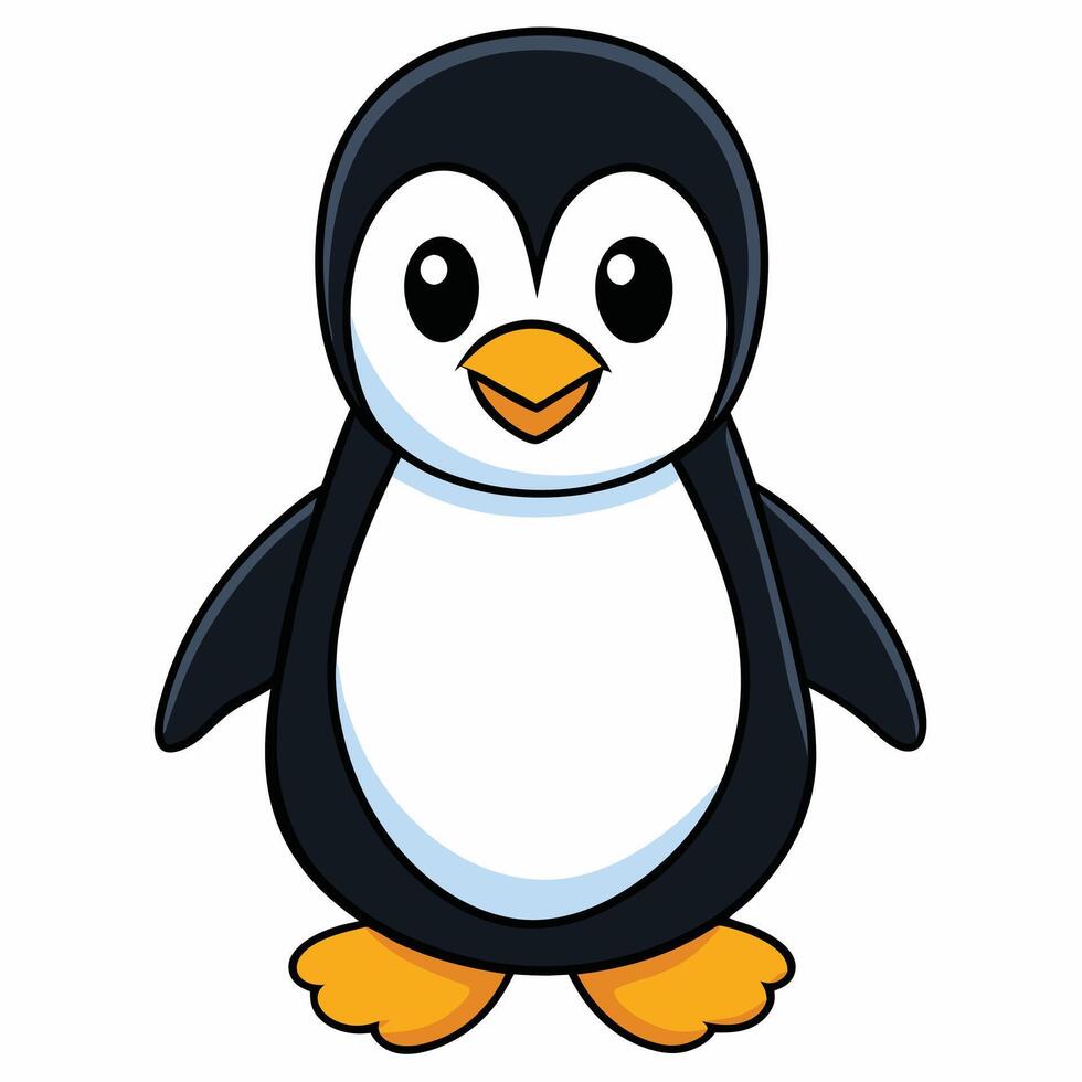 Adorable Cartoon Penguin Illustration A Cute Winter Bird Character Design vector