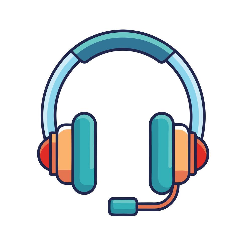 Stylish Headset with Turquoise and Orange Design Elements for Communication and Entertainment vector