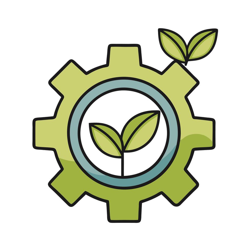 Green Technology Sustainable Growth EcoFriendly Gear Innovation Environmental Progress vector