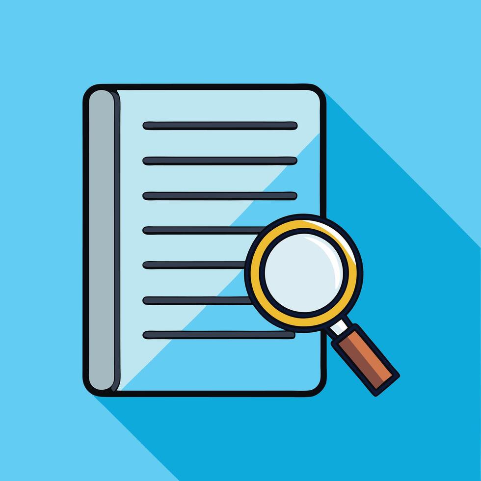 Document Examination Magnifying Glass Analysis Research Investigation Exploration Review Inspection Scrutiny Auditing vector