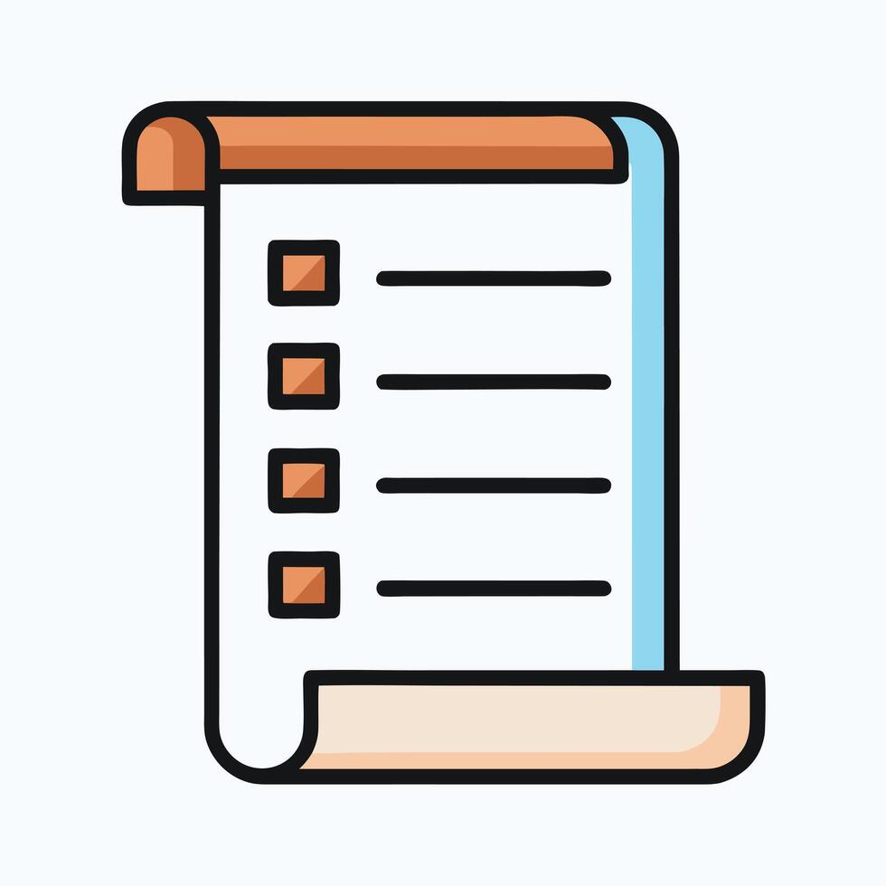Simple Checklist Document Scroll Paper List Task Management Organization Planning Note Taking vector