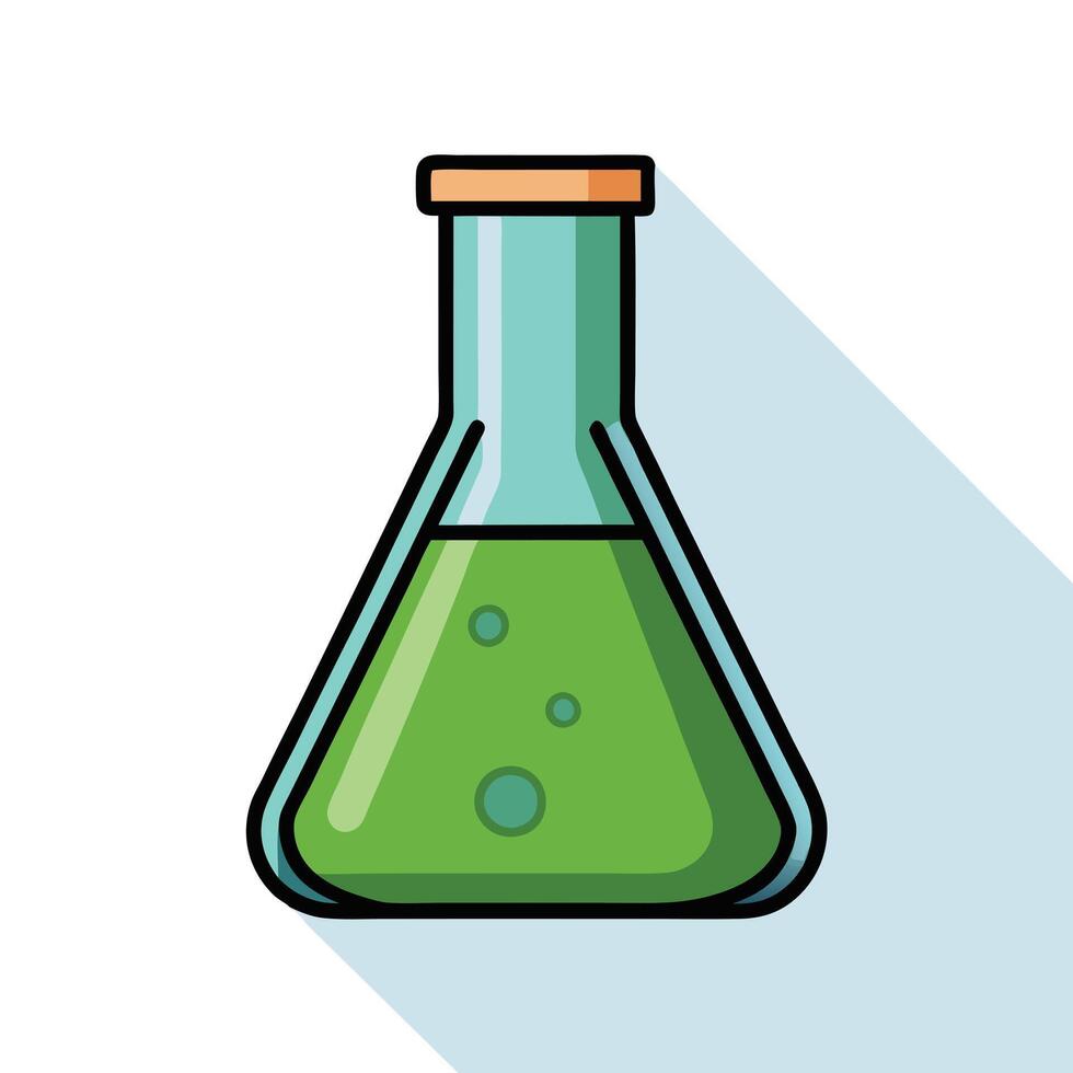 Erlenmeyer Flask with Green Liquid Bubbles Science Experiment Chemistry Lab Glassware vector