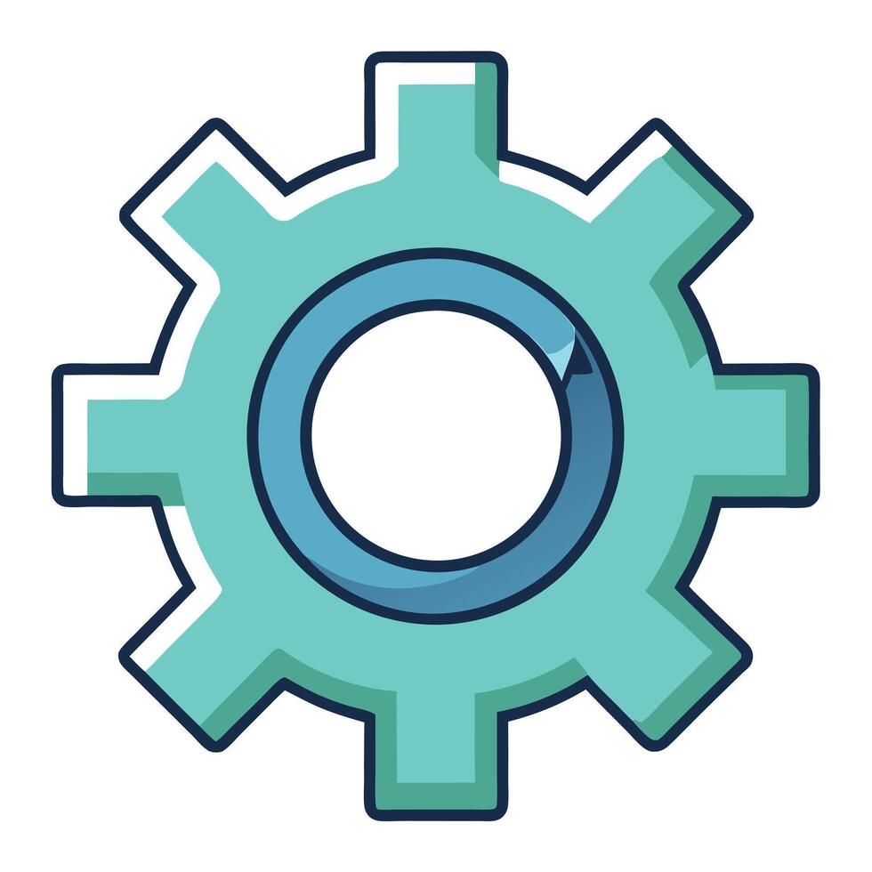 A teal gear with a circular arrow indicating process or workflow vector