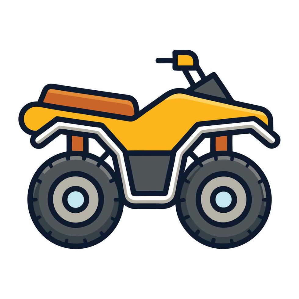 Yellow Four Wheeler ATV Off Road Vehicle Utility Vehicle Quad Bike All Terrain Recreational Vehicle vector