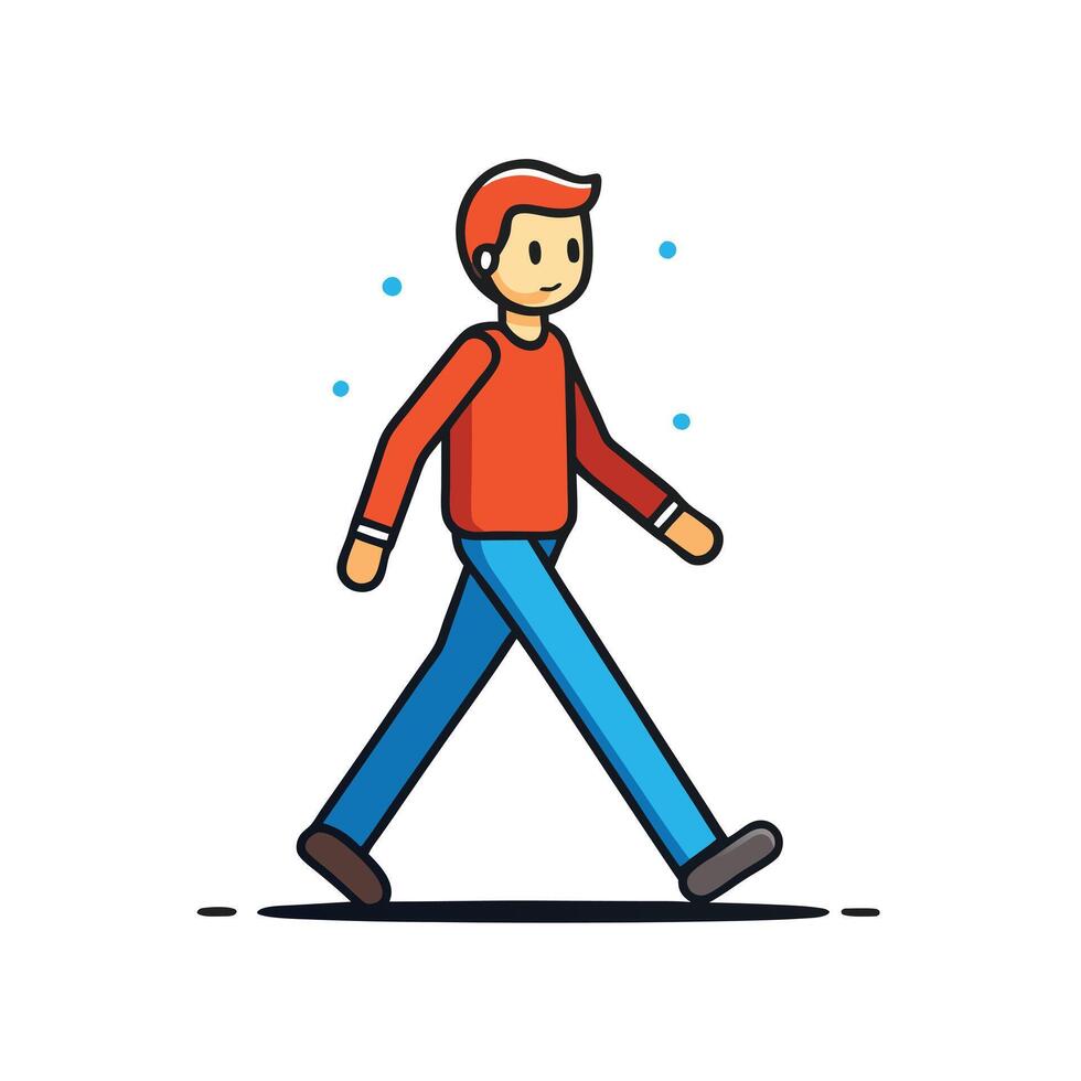 A Simple Cartoon Illustration of a Person Walking Outdoors in Casual Attire vector