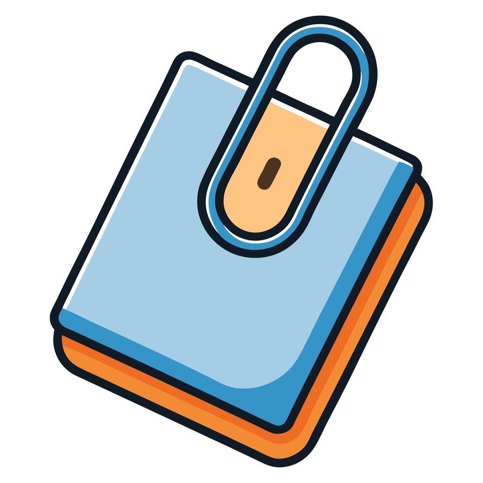 A Closed Light Blue Book Secured with an Orange and Blue Clasp or Lock vector