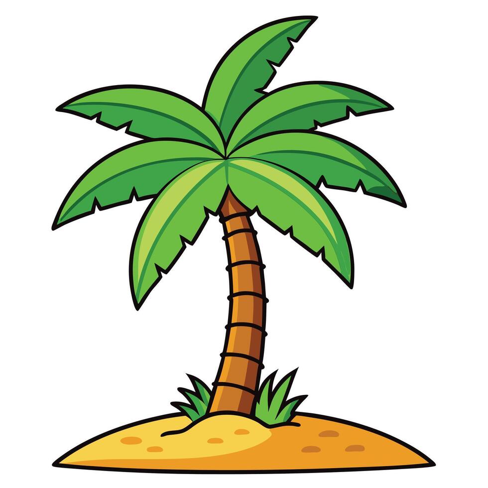 A Single Palm Tree on a Sandy Island Tropical Paradise Illustration vector