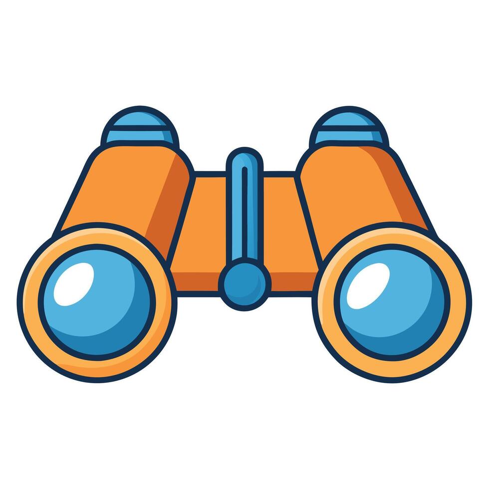 A pair of orange and blue cartoon binoculars for adventure and exploration vector