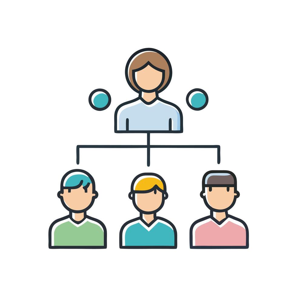 Organizational Chart Showing a Team Leader and Three Subordinates Reporting Structure Hierarchy Management Business Team vector