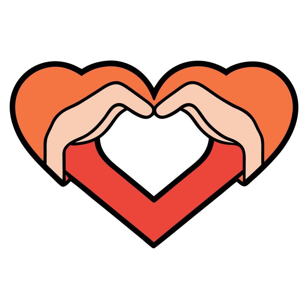 Two Hands Forming a Heart Shape Love Gesture Graphic Design Illustration vector