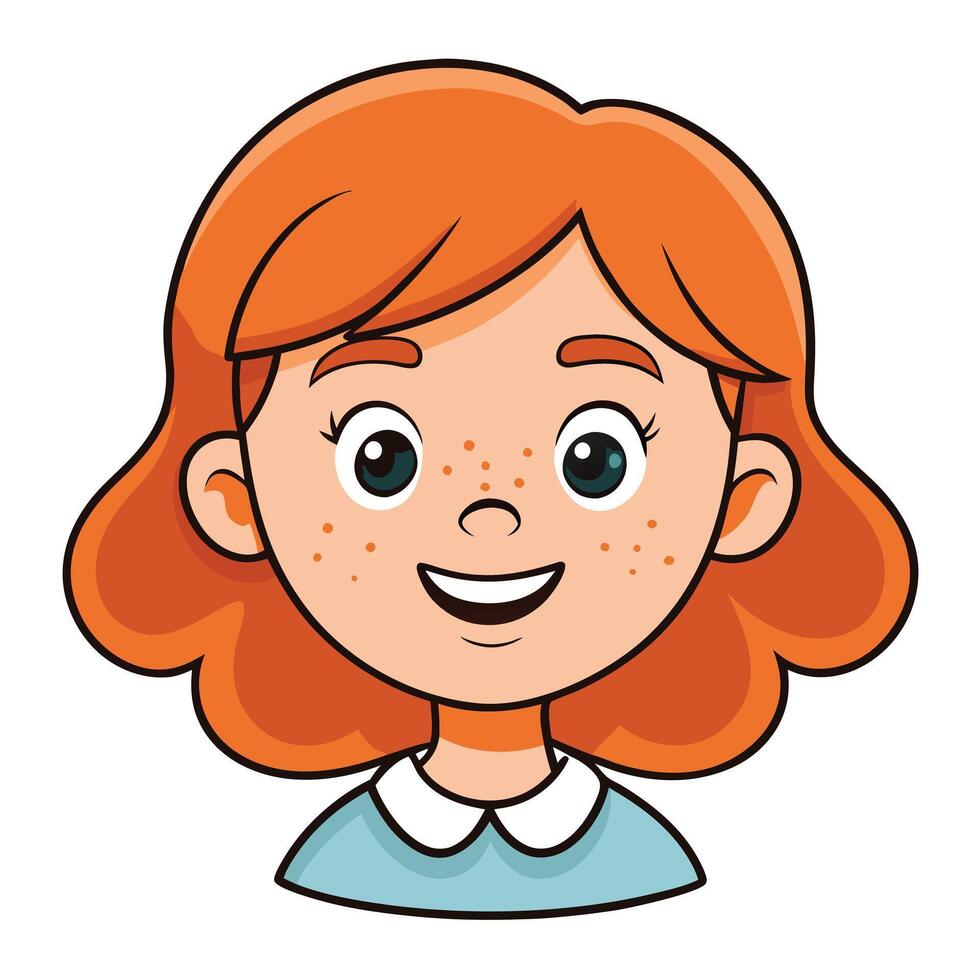 Portrait of a Happy Little Girl with Red Hair and Freckles vector