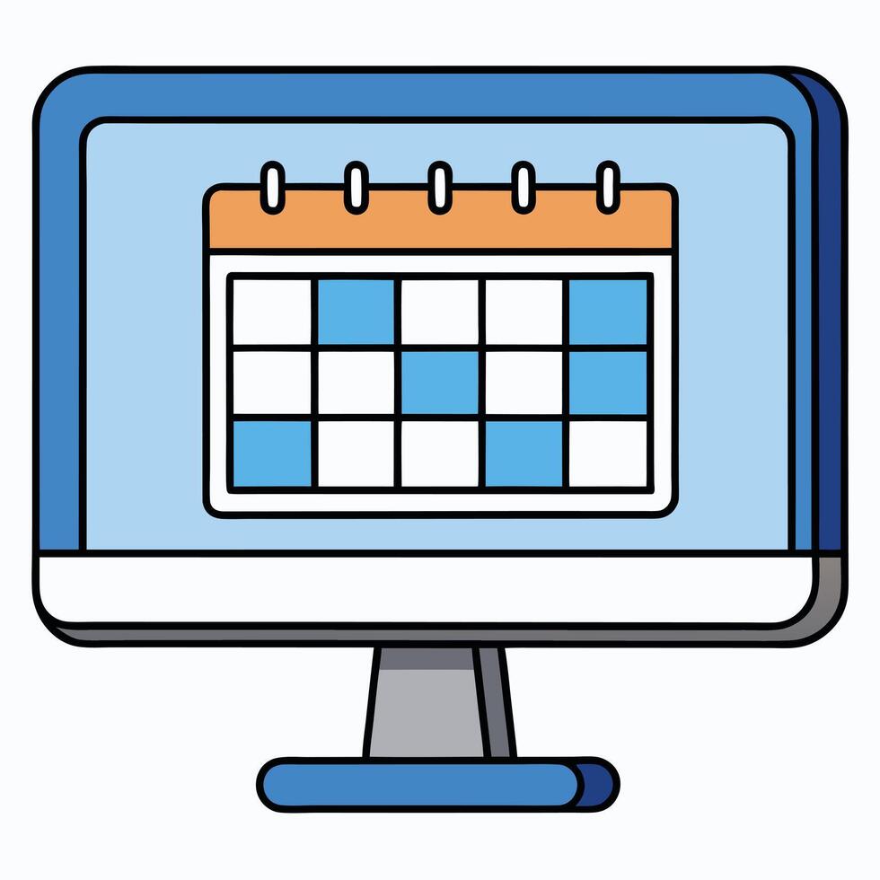 Computer Screen Displaying a Monthly Calendar for Scheduling Appointments and Events vector