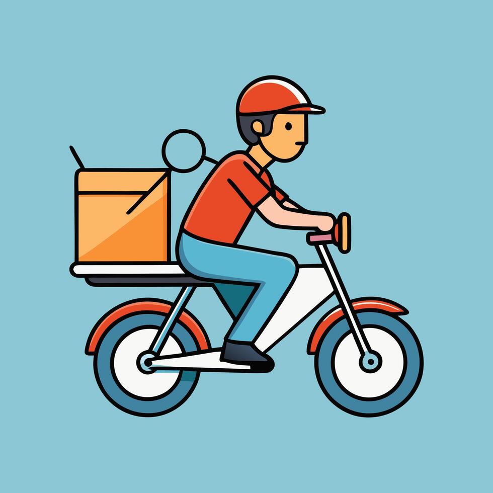 Delivery Person Riding Motorbike with Package vector