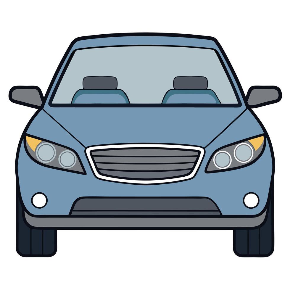 Front View of a Sleek Modern Blue Sedan Car Illustration vector