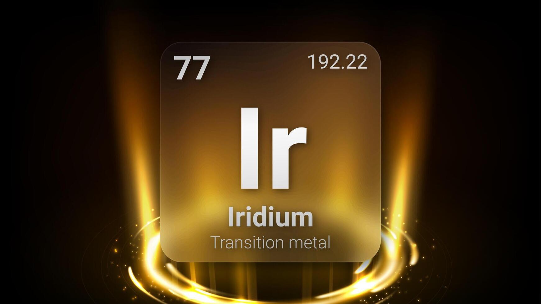 Iridium Transition Metal, Glass Morphism Element Futuristic Neon Light Glow Background Periodic Table, Chemical Symbol, Name, Atomic Mass, Atomic Number, Illustration vector