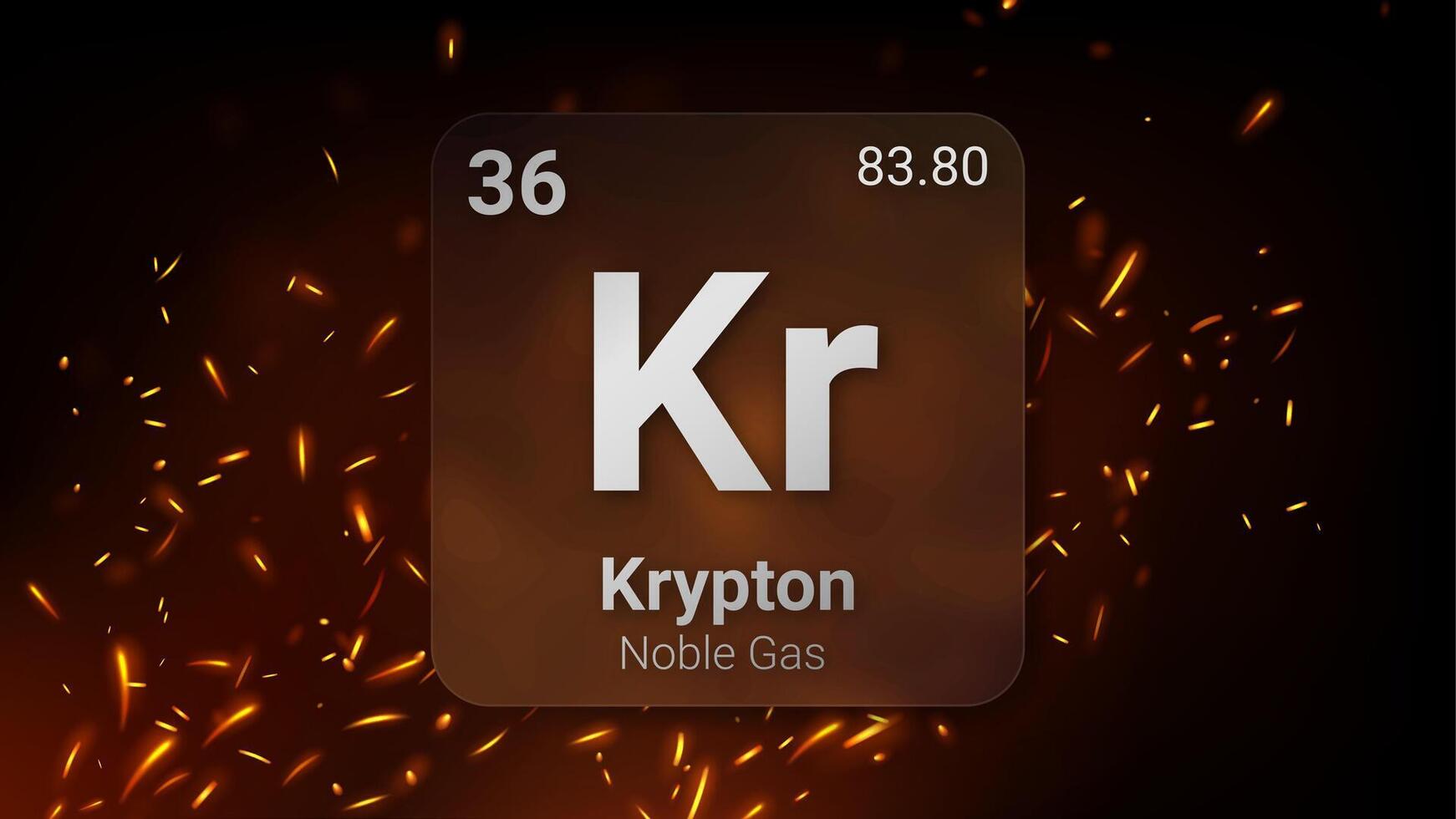 Krypton Noble Gas, Glass Morphism Element Futuristic Neon Light Glow Background Periodic Table, Chemical Symbol, Name, Atomic Mass, Atomic Number, Illustration vector