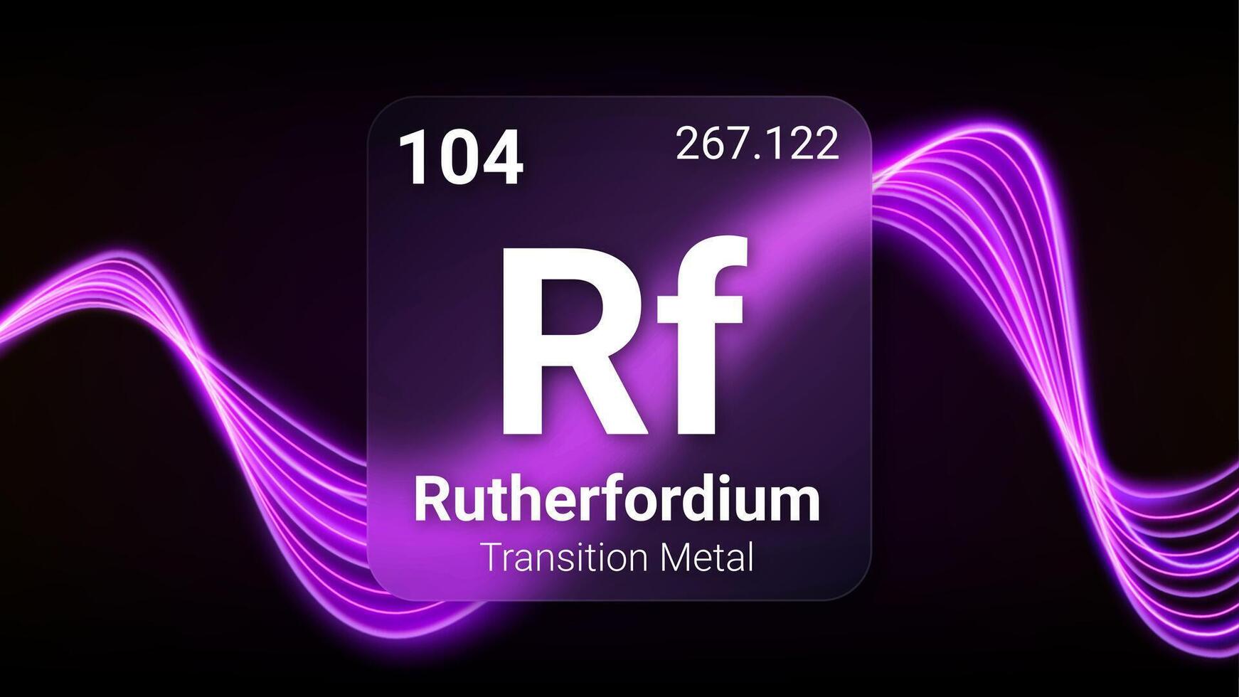 Rutherfordium Transition Metal, Glass Morphism Element Futuristic Neon Light Glow Background Periodic Table, Chemical Symbol, Name, Atomic Mass, Atomic Number, Illustration vector