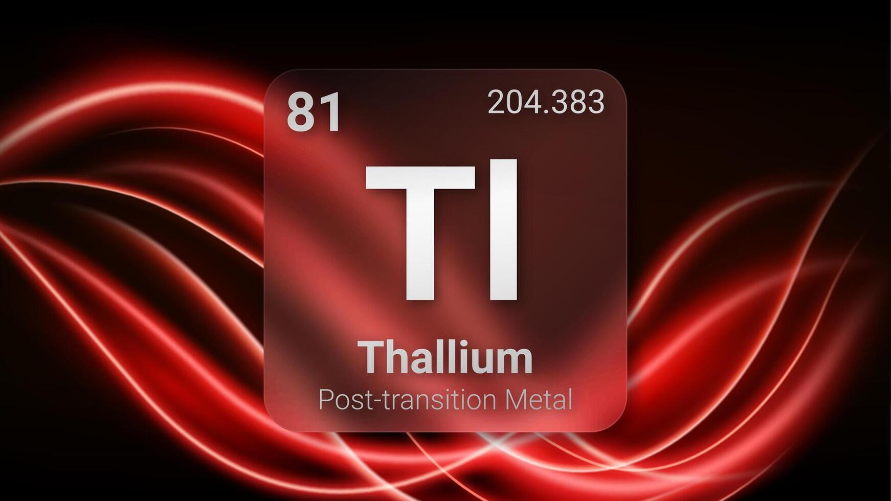 Thallium Post Transition Metal, Glass Morphism Element Futuristic Neon Light Glow Background Periodic Table, Chemical Symbol, Name, Atomic Mass, Atomic Number, Illustration vector