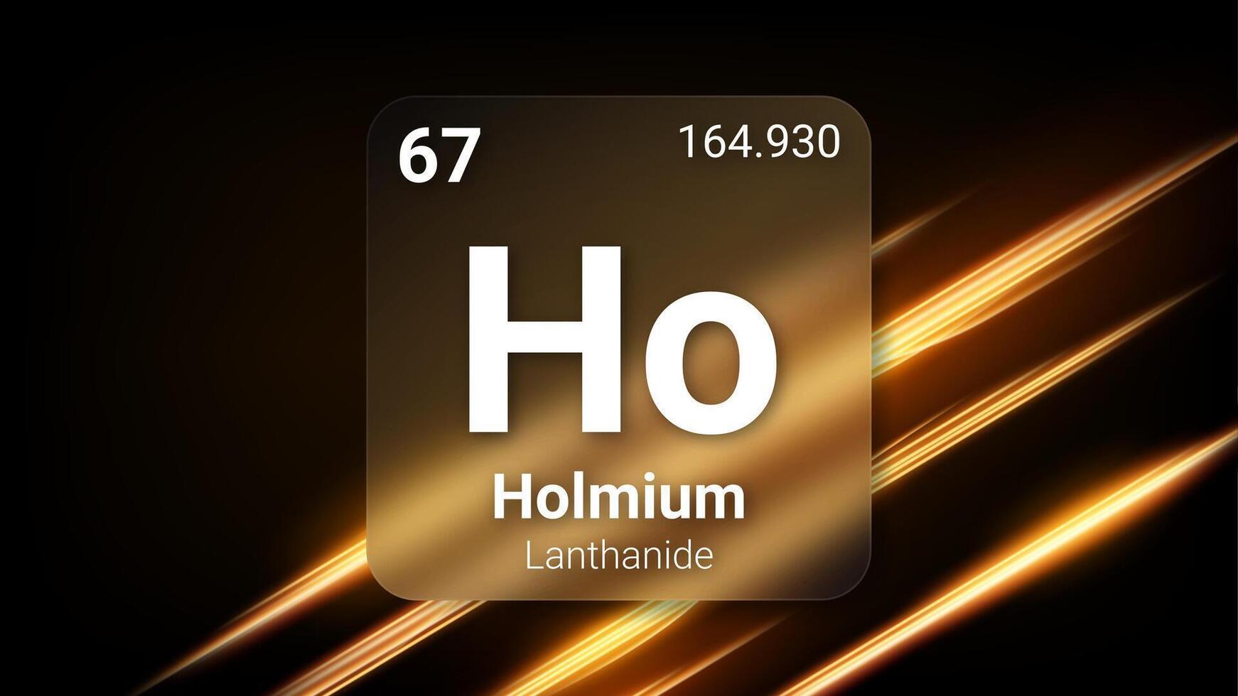 Holmium Lanthanide, Glass Morphism Element Futuristic Neon Light Glow Background Periodic Table, Chemical Symbol, Name, Atomic Mass, Atomic Number, Illustration vector
