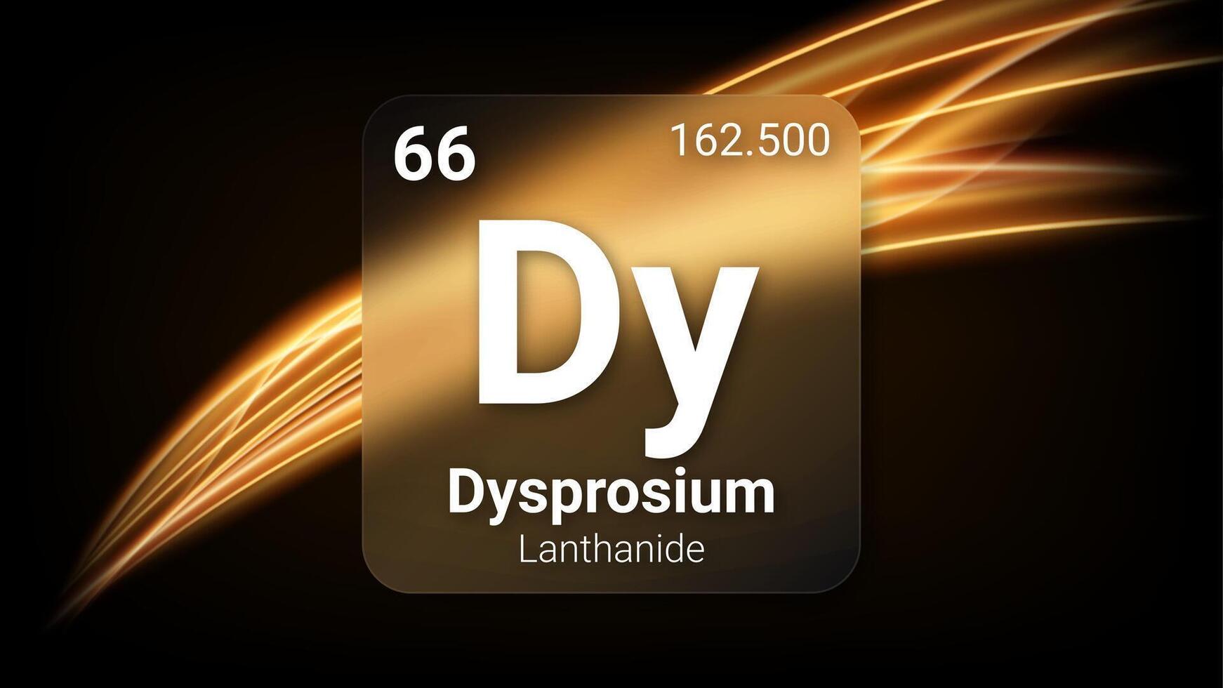 Dysprosium Lanthanide, Glass Morphism Element Futuristic Neon Light Glow Background Periodic Table, Chemical Symbol, Name, Atomic Mass, Atomic Number, Illustration vector