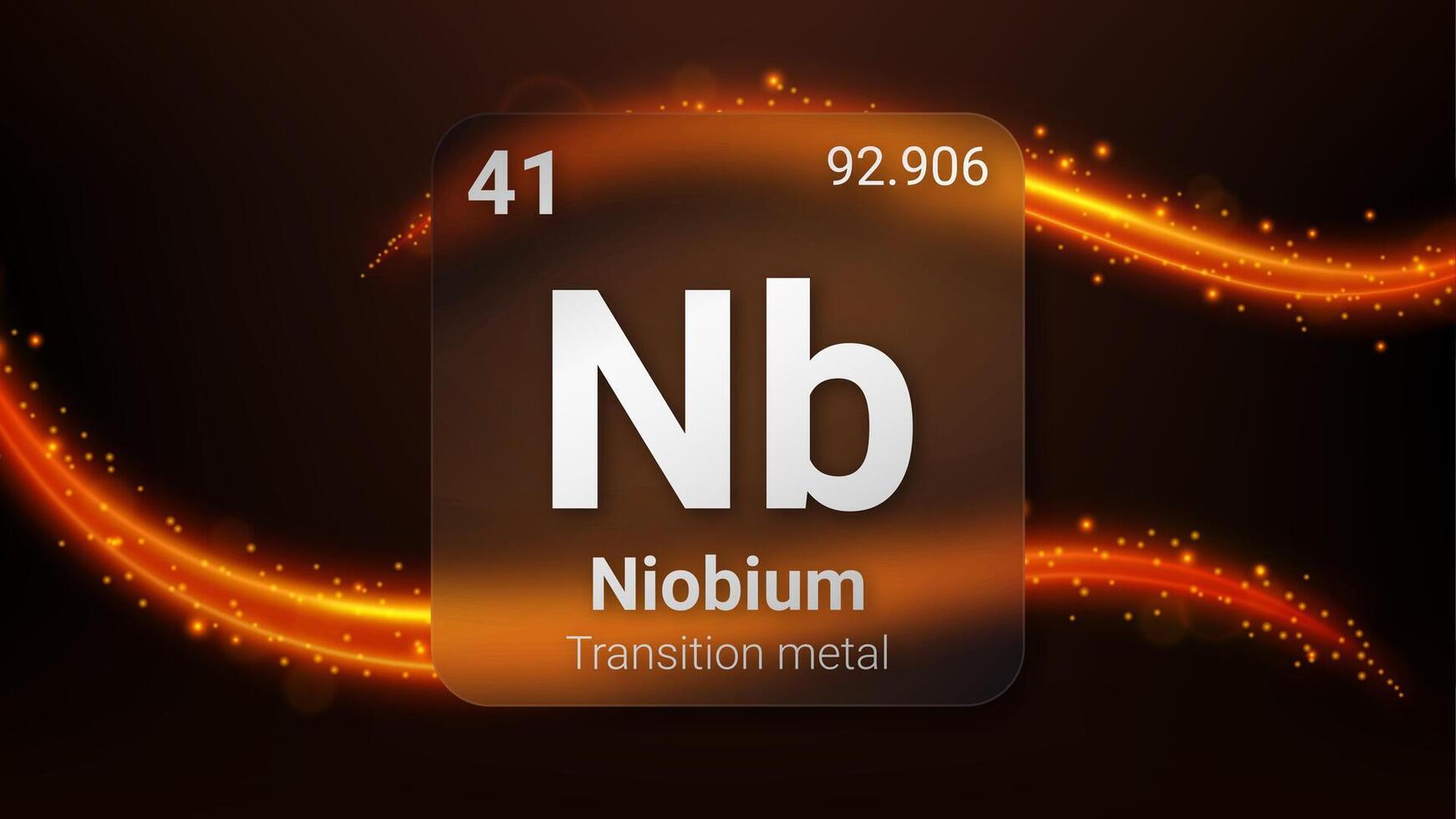 Niobium Transition Metal, Glass Morphism Element Futuristic Neon Light Glow Background Periodic Table, Chemical Symbol, Name, Atomic Mass, Atomic Number, Illustration vector