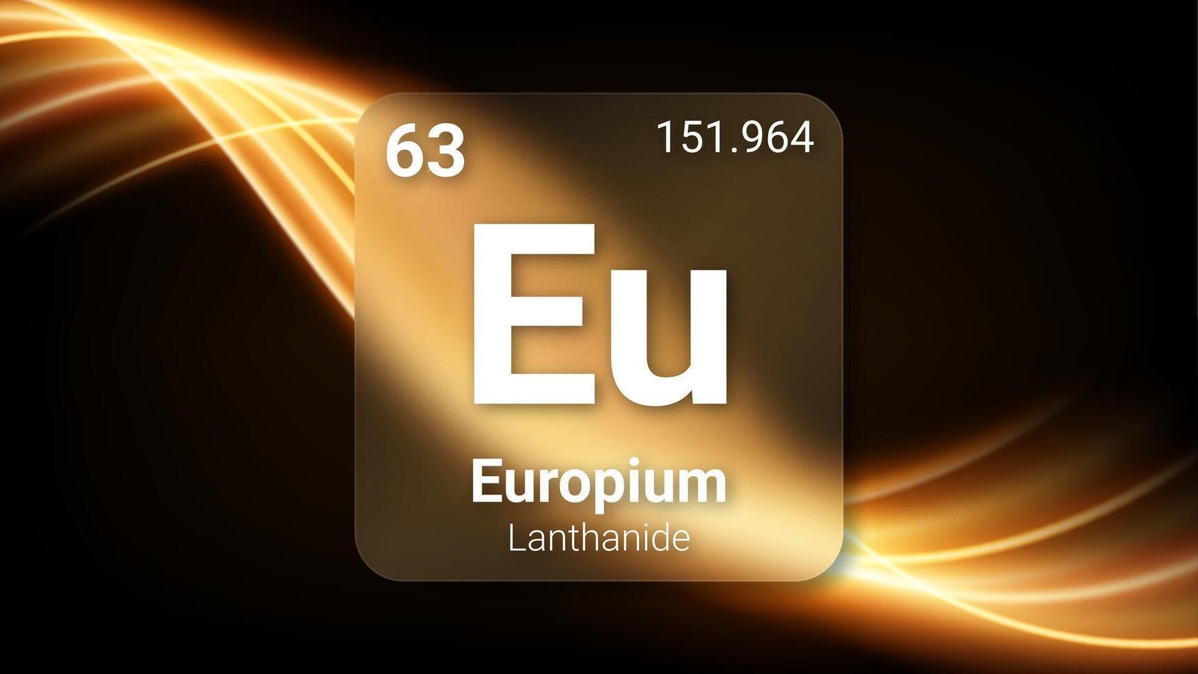 Europium Lanthanide, Glass Morphism Element Futuristic Neon Light Glow Background Periodic Table, Chemical Symbol, Name, Atomic Mass, Atomic Number, Illustration vector