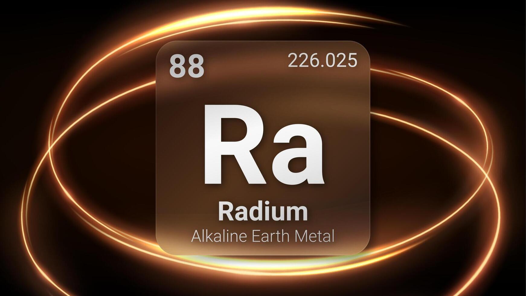 Radium Alkaline Earth Metal, Glass Morphism Element Futuristic Neon Light Glow Background Periodic Table, Chemical Symbol, Name, Atomic Mass, Atomic Number, Illustration vector