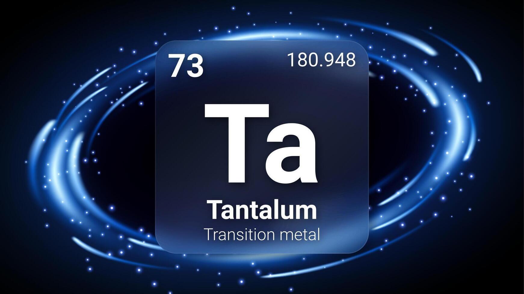 Tantalum Transition Metal, Glass Morphism Element Futuristic Neon Light Glow Background Periodic Table, Chemical Symbol, Name, Atomic Mass, Atomic Number, Illustration vector