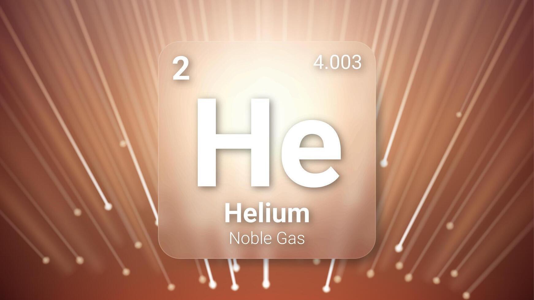 Helium Noble Gas, Glass Morphism Element Futuristic Neon Light Glow Background Periodic Table, Chemical Symbol, Name, Atomic Mass, Atomic Number, Illustration vector