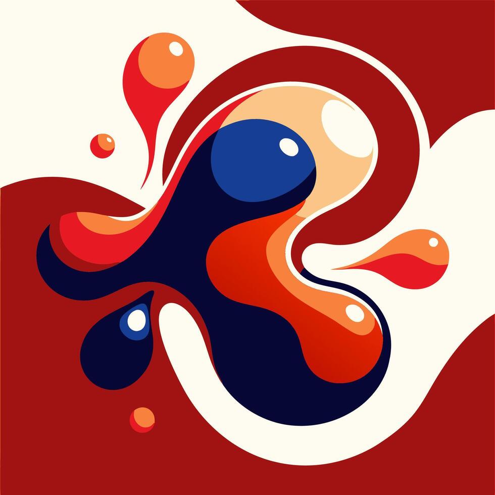 Colorful abstract design with flowing lines and organic shapes in red and blue vector