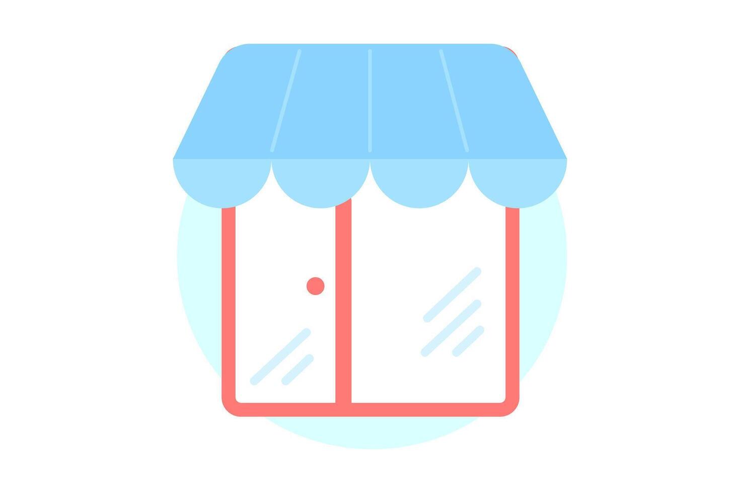 Shop icon with a glass window. Shopping flat style icons in red and blue colors vector
