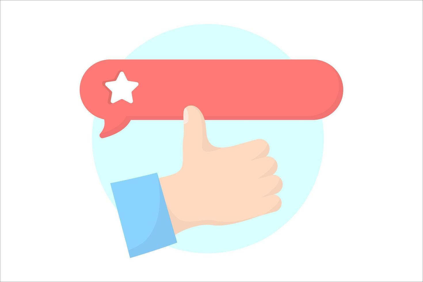 Thumbs up hand and one star rating. Shopping flat style icons in red and blue colors vector