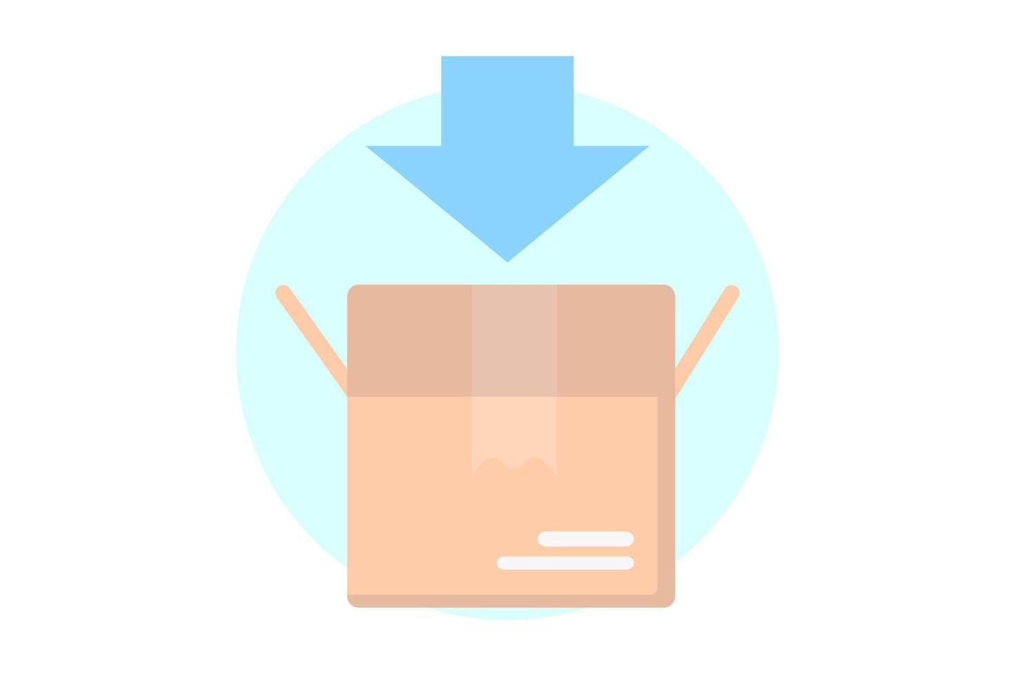 Brown carton box with blue arrow in. Shopping flat style icons in red and blue colors vector