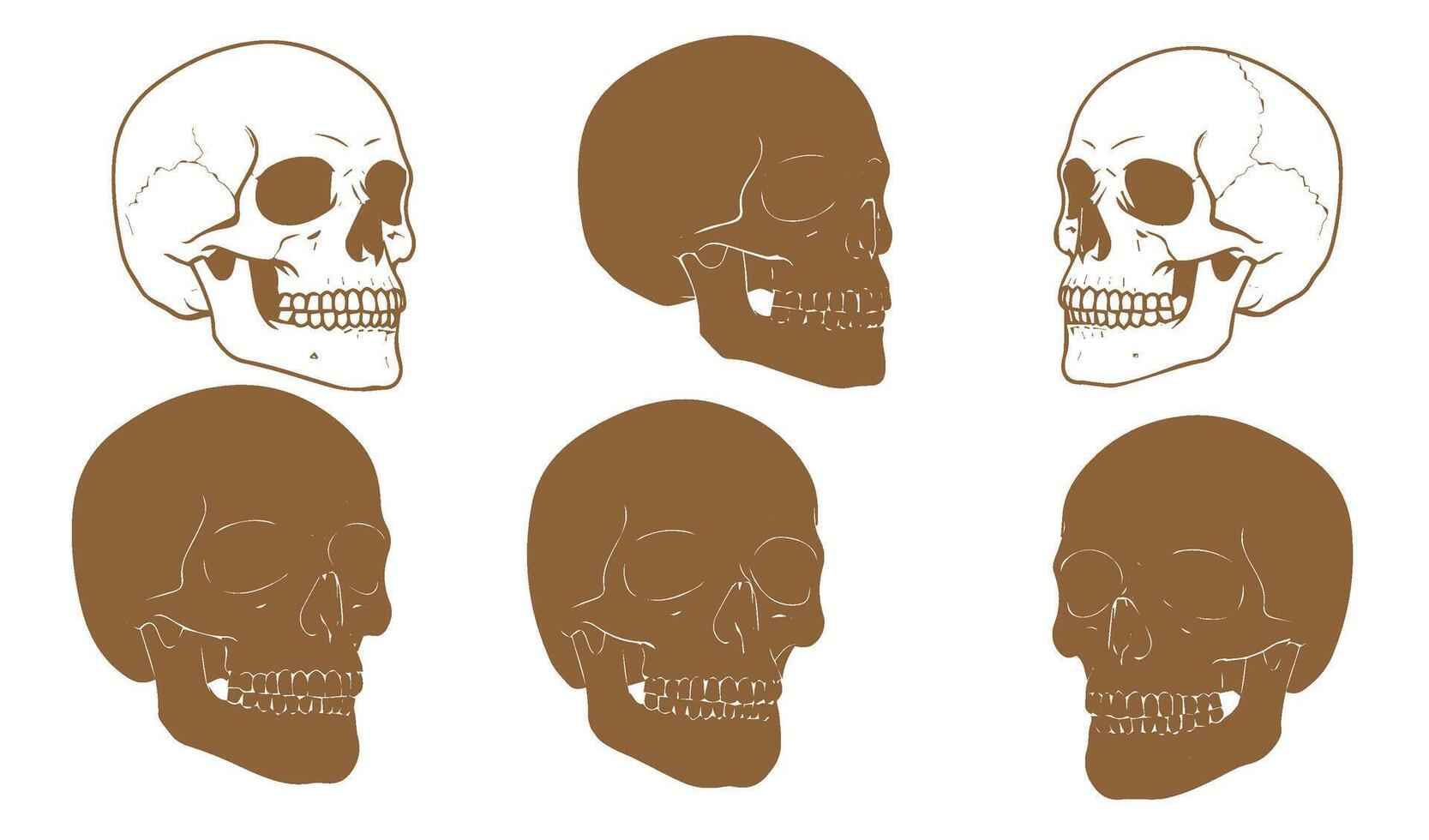 Ink-Styled Hand-Drawn Skull Illustration for Retro Tattoo Art Concepts vector