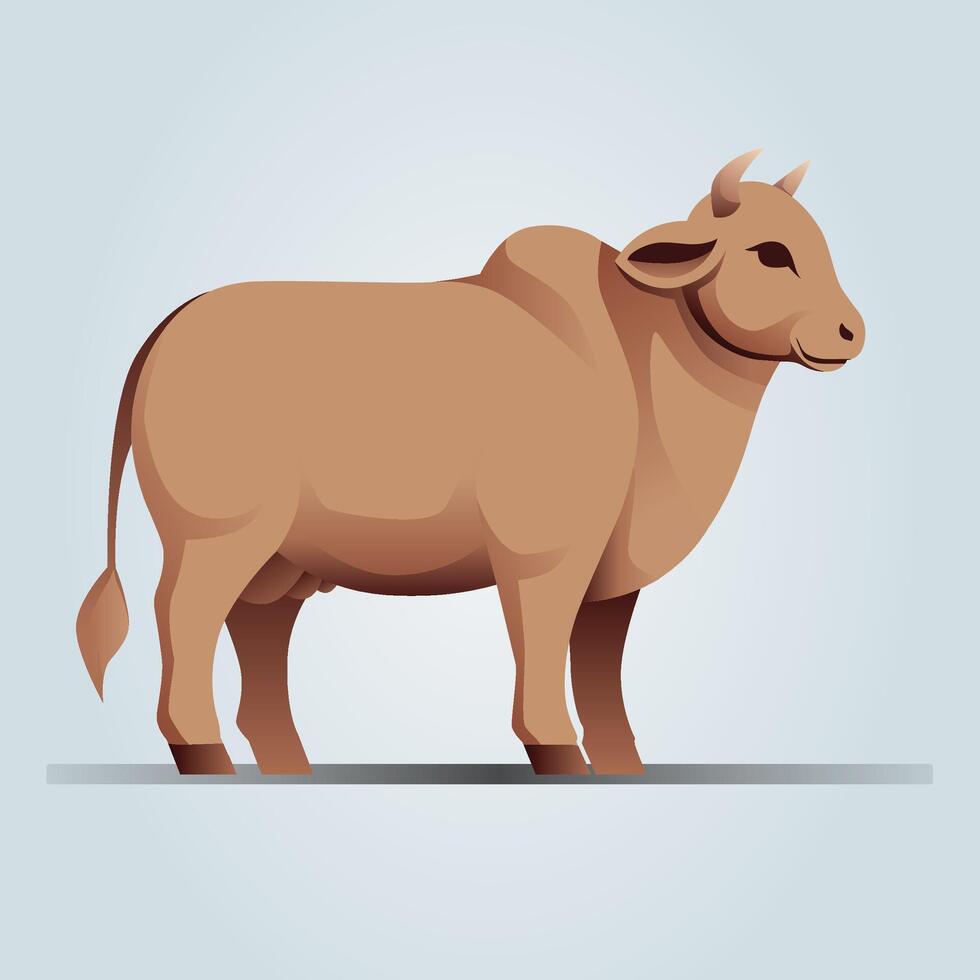 Stylized Flat Brown Cow Illustration vector