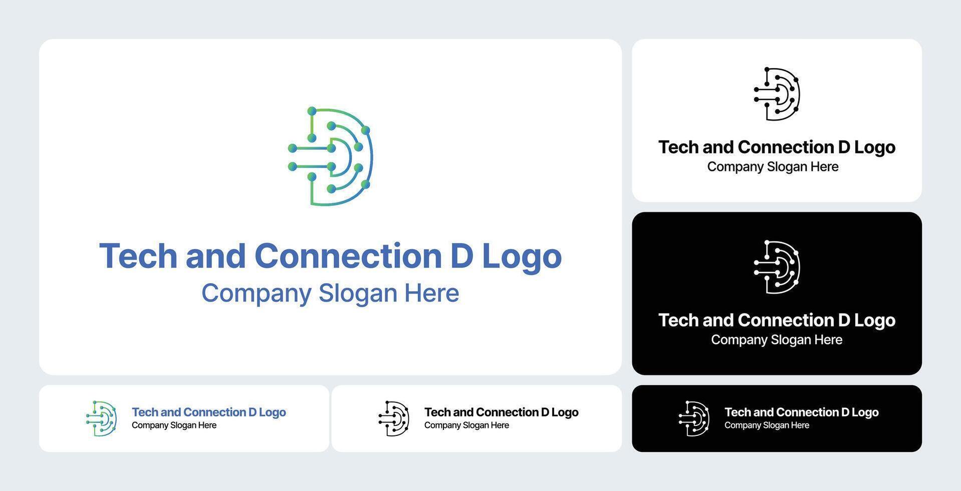 Tech and Connection D Logo - Digital Network Branding vector