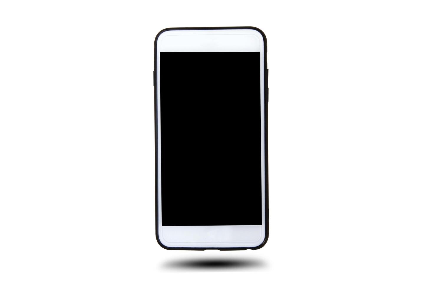 Mobile phone smart technology on white background photo