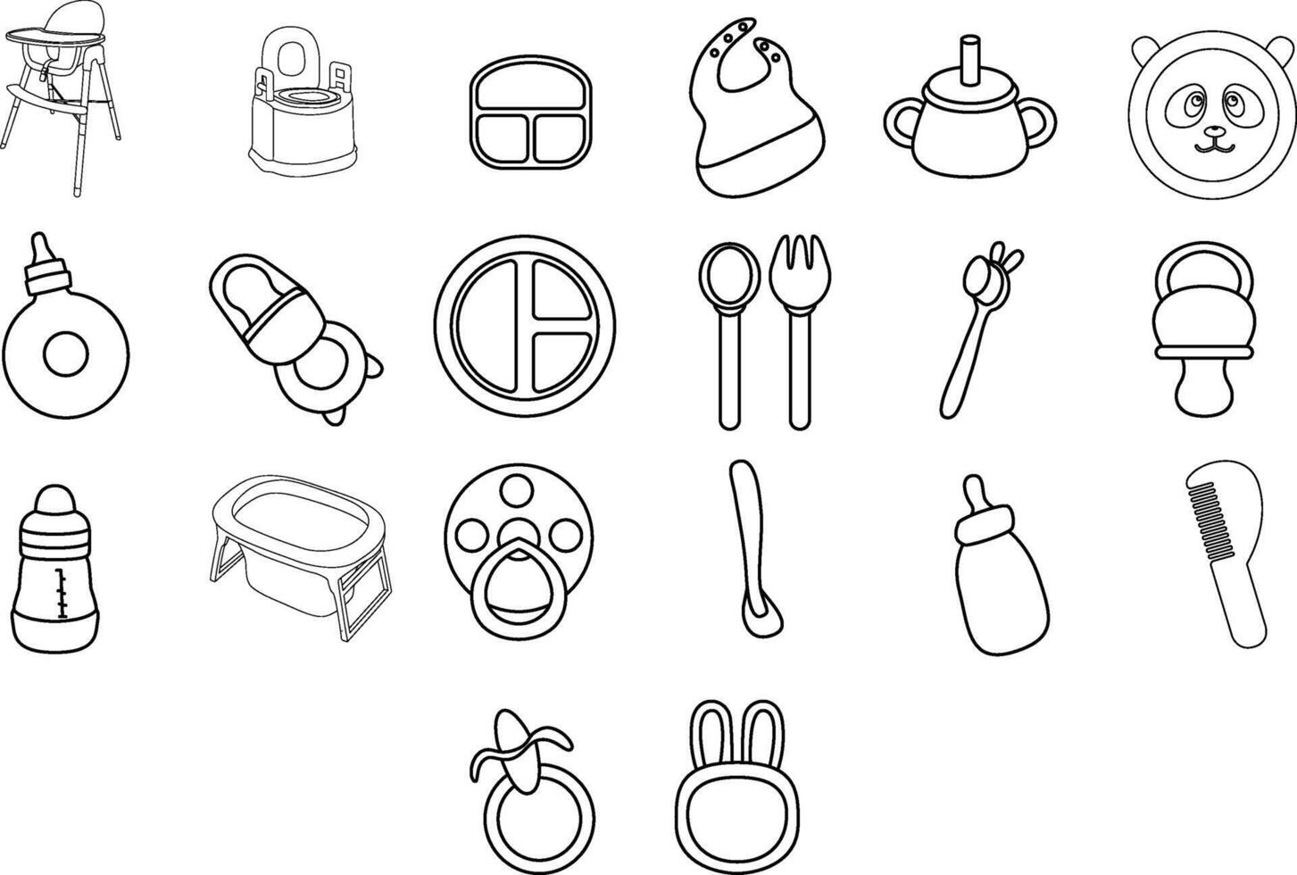 Baby Tools Equipment Outline Illustration vector