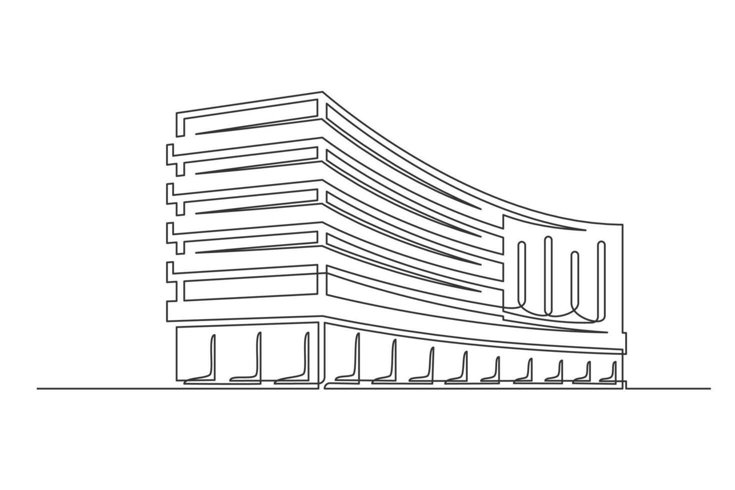 Building continuous one line isolated on white vector