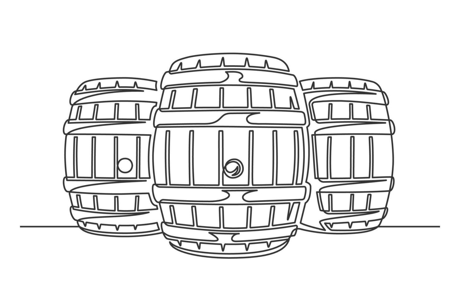 Barrel keg continuous one line vector