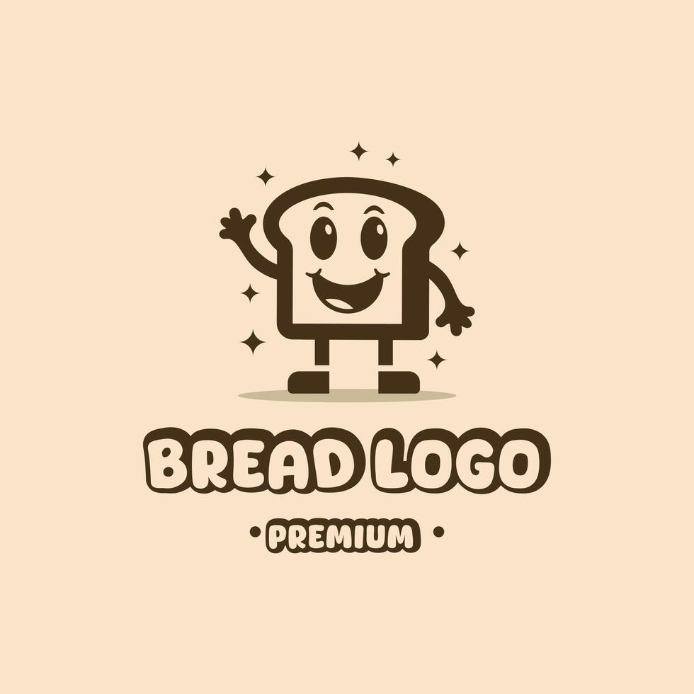Smile Funny Bread Character, Retro Mascot Character vector