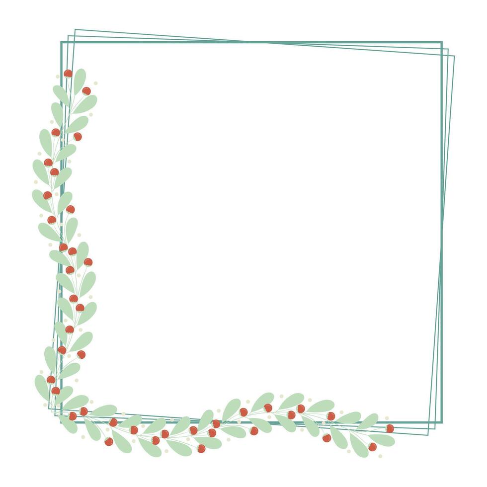 Green Wreath Border Frame With Green Leaf Decoration vector