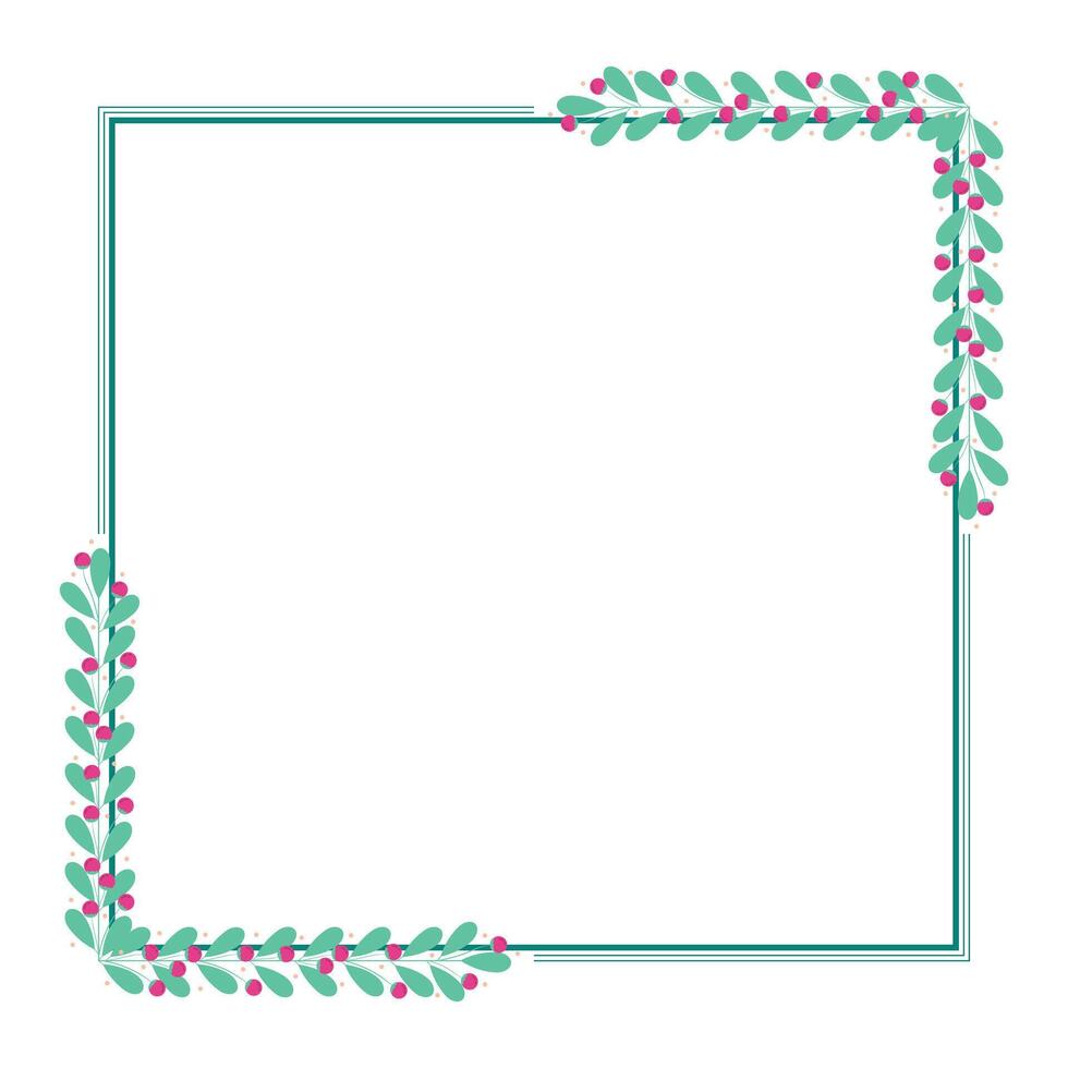 Green Wreath Border Frame Decorated With Green Leaves vector