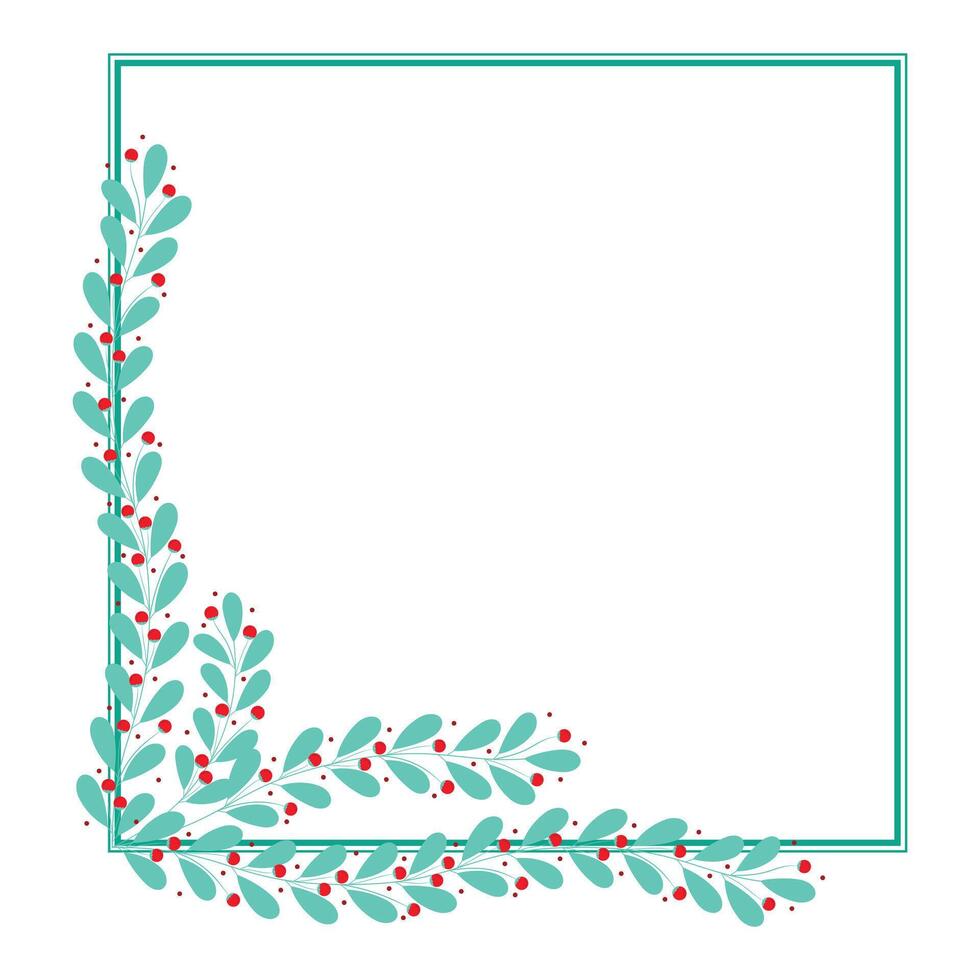 Green Wreath Border Frame Decorated With Red And Green Floral Leaf Decoration vector