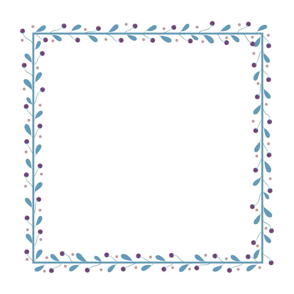 Green Wreath Border Frame With Purple And Green Floral Leaves Decoration vector
