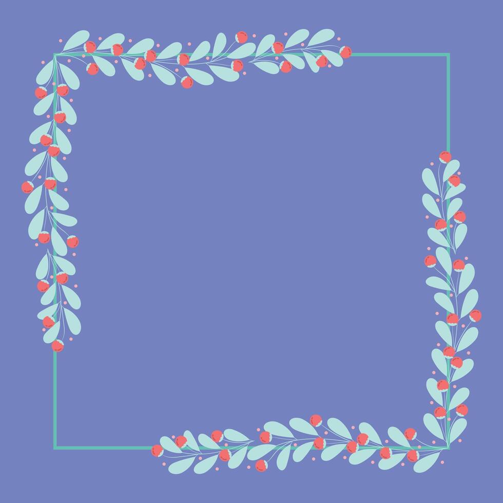 Green And Peach Wreath Border Frame With Green Floral Leaf vector