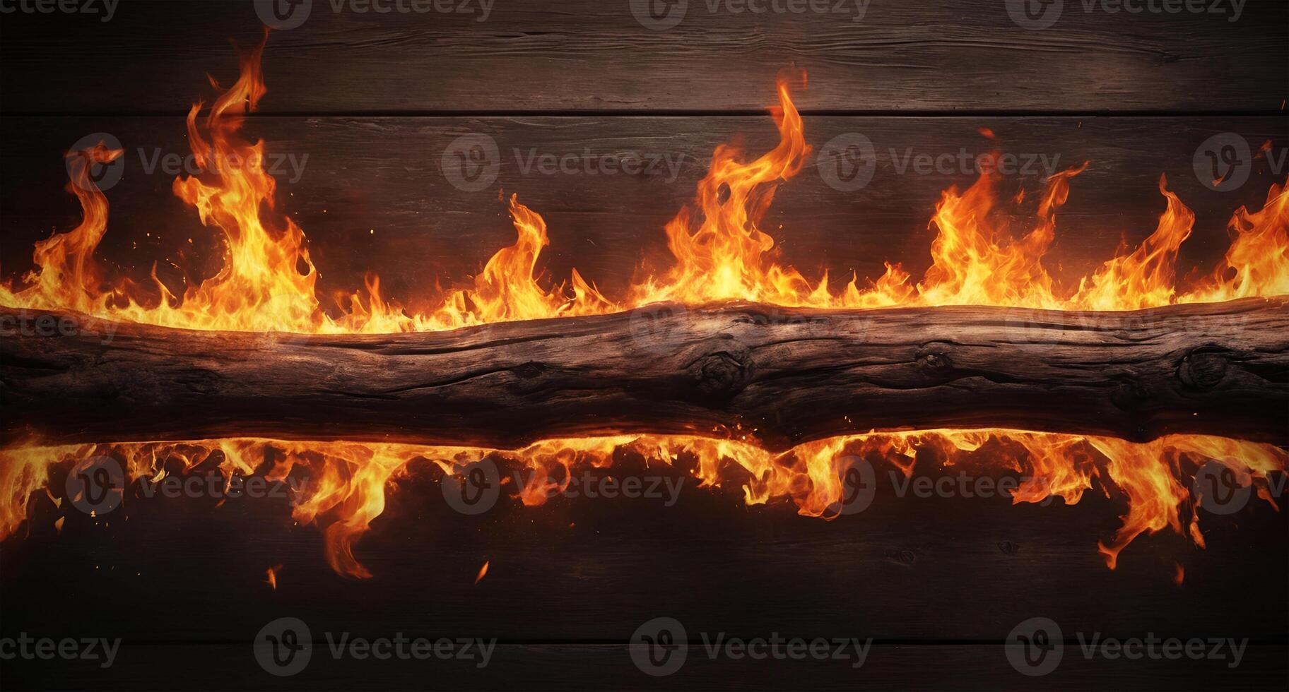 A log with flames on it photo
