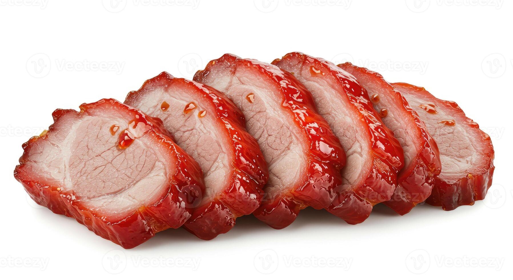 Sliced pork on a white background photo