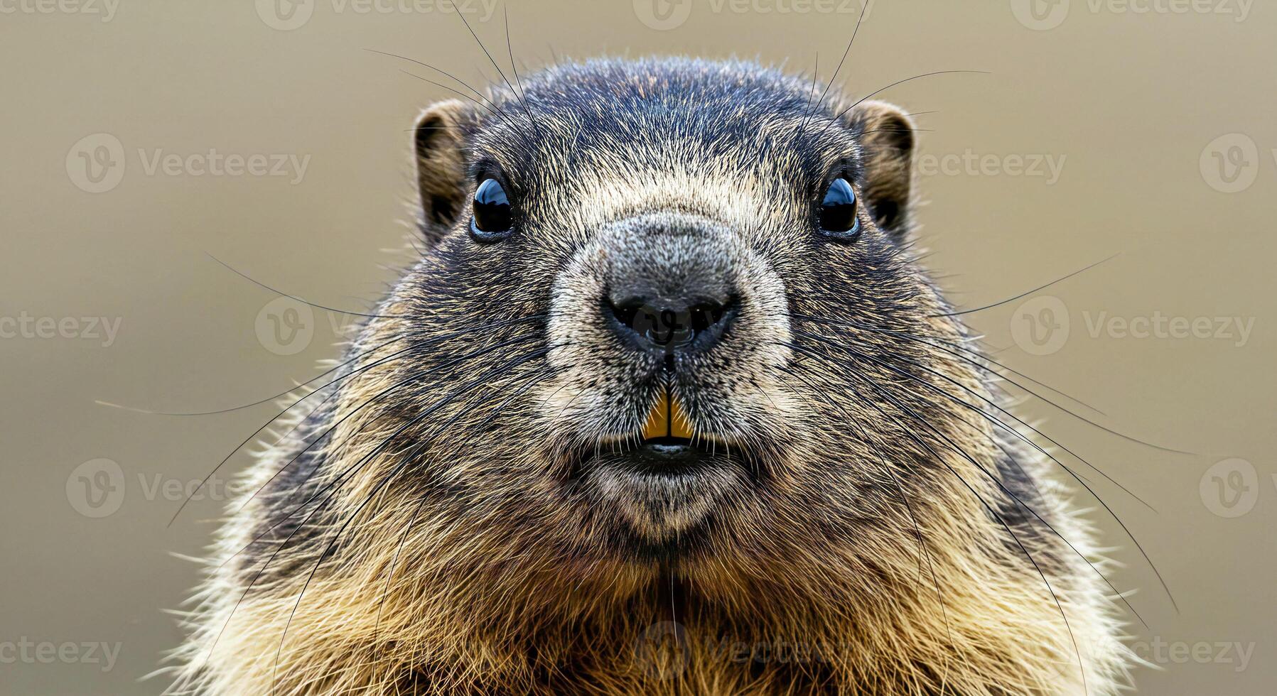 A close up of a groundhog looking at the camera photo